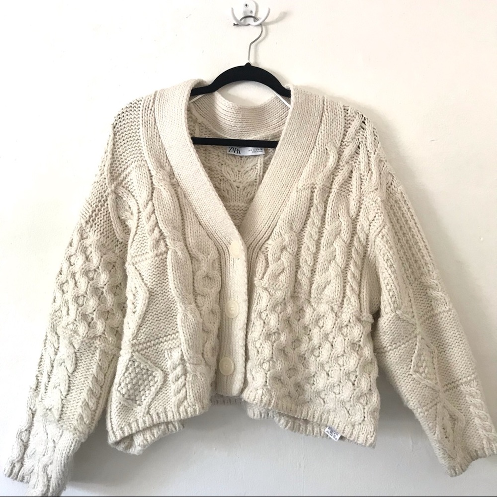 Zara Cream White Patchwork Cardigan
